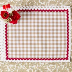 Rossina Putty Gingham & Red Placemats (Set of 4)