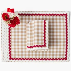 Rossina Putty Gingham & Red Placemats (Set of 4)