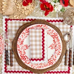 Rossina Putty Gingham & Red Napkins (Set of 4)