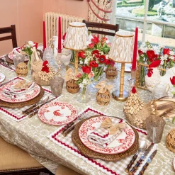 Rossina Putty Gingham & Red Napkins (Set of 4)