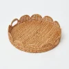 Round Rattan Scalloped Tray