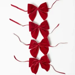 Ruby Red Velvet Napkin Bows (Set of 4)