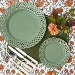 Sage Basketweave Dinner & Starter Plates (Set of 8)