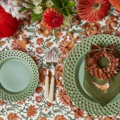 Sage Basketweave Dinner & Starter Plates (Set of 8)