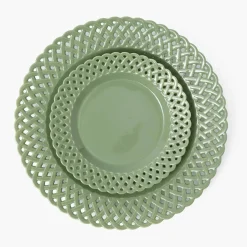 Sage Basketweave Dinner & Starter Plates (Set of 8)