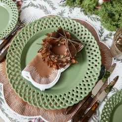 Sage Basketweave Dinner & Starter Plates (Set of 8)