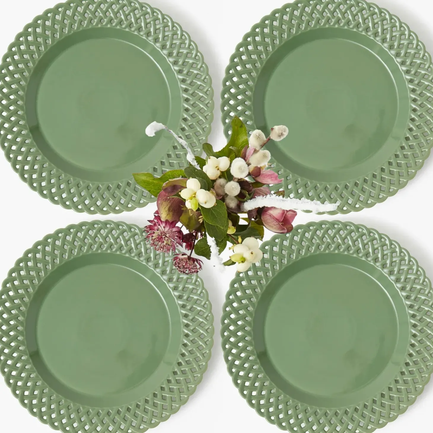 Sage Basketweave Dinner Plates (Set of 4)