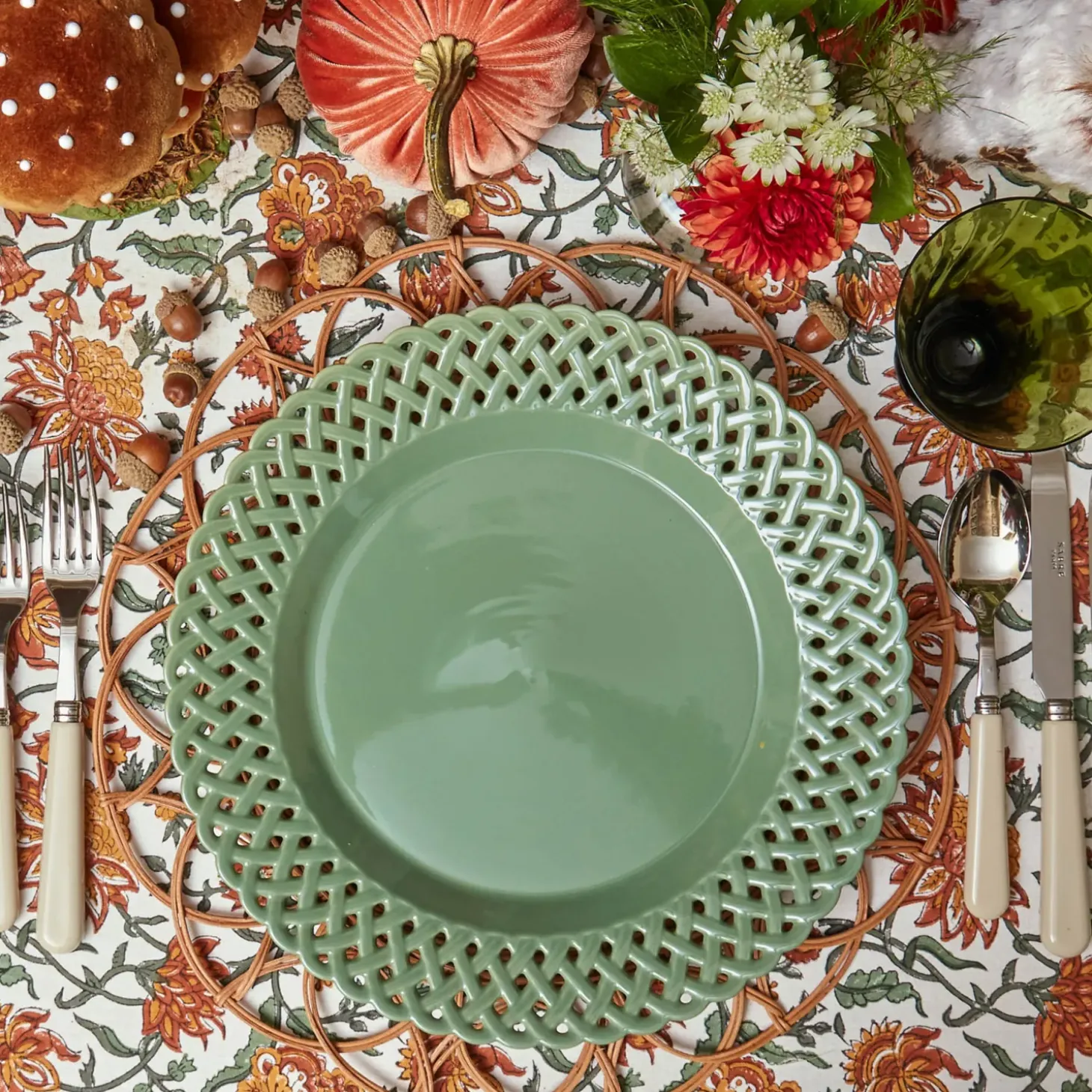 Sage Basketweave Dinner Plates (Set of 4)