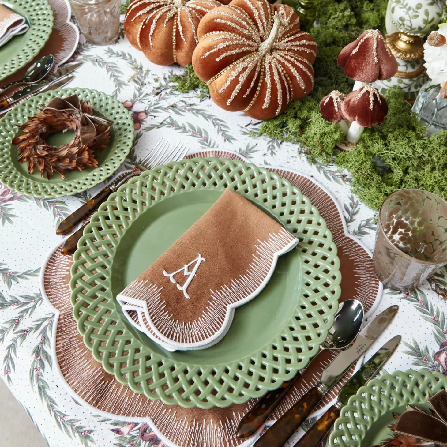 Sage Basketweave Dinner Plates (Set of 4)