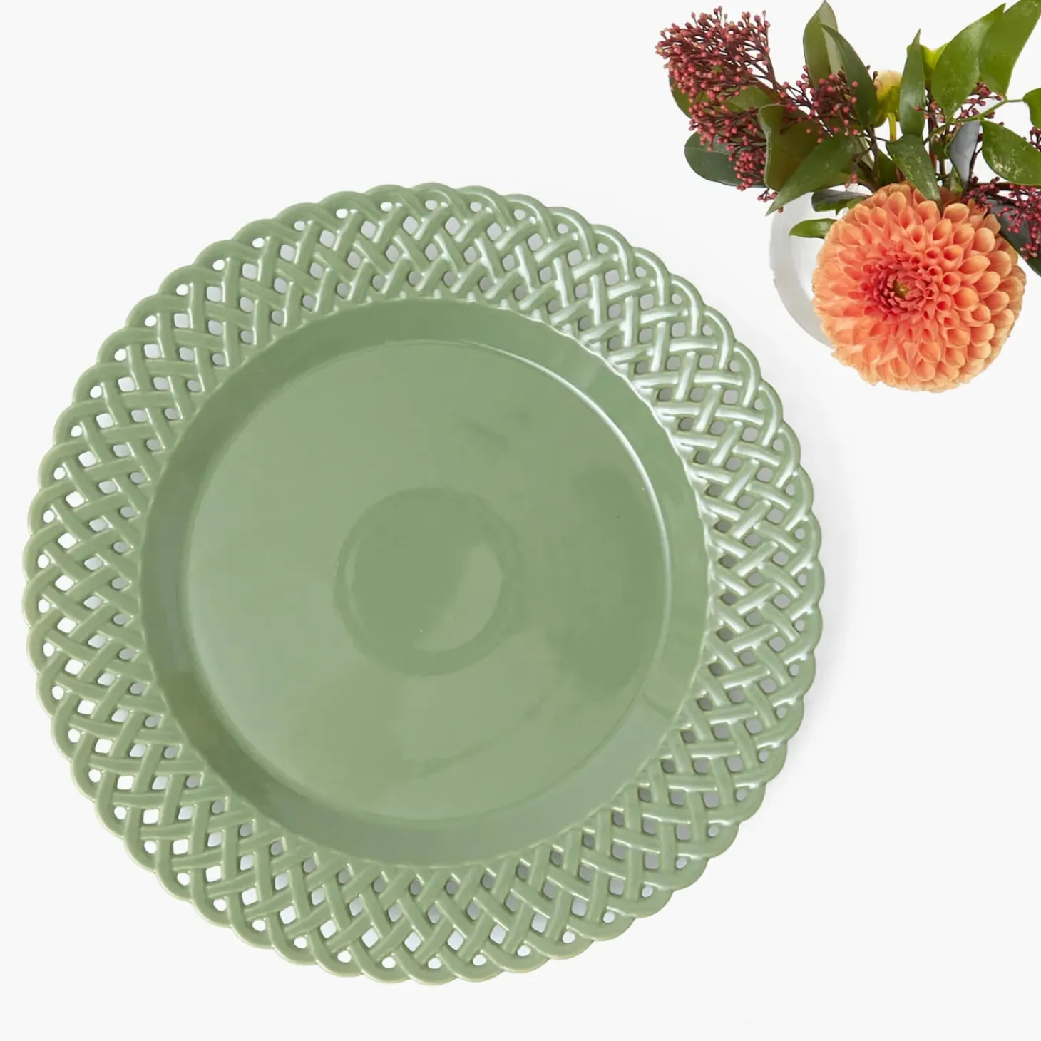 Sage Basketweave Dinner Plates (Set of 4)