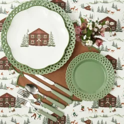 Sage Basketweave Dinner Plates (Set of 4)