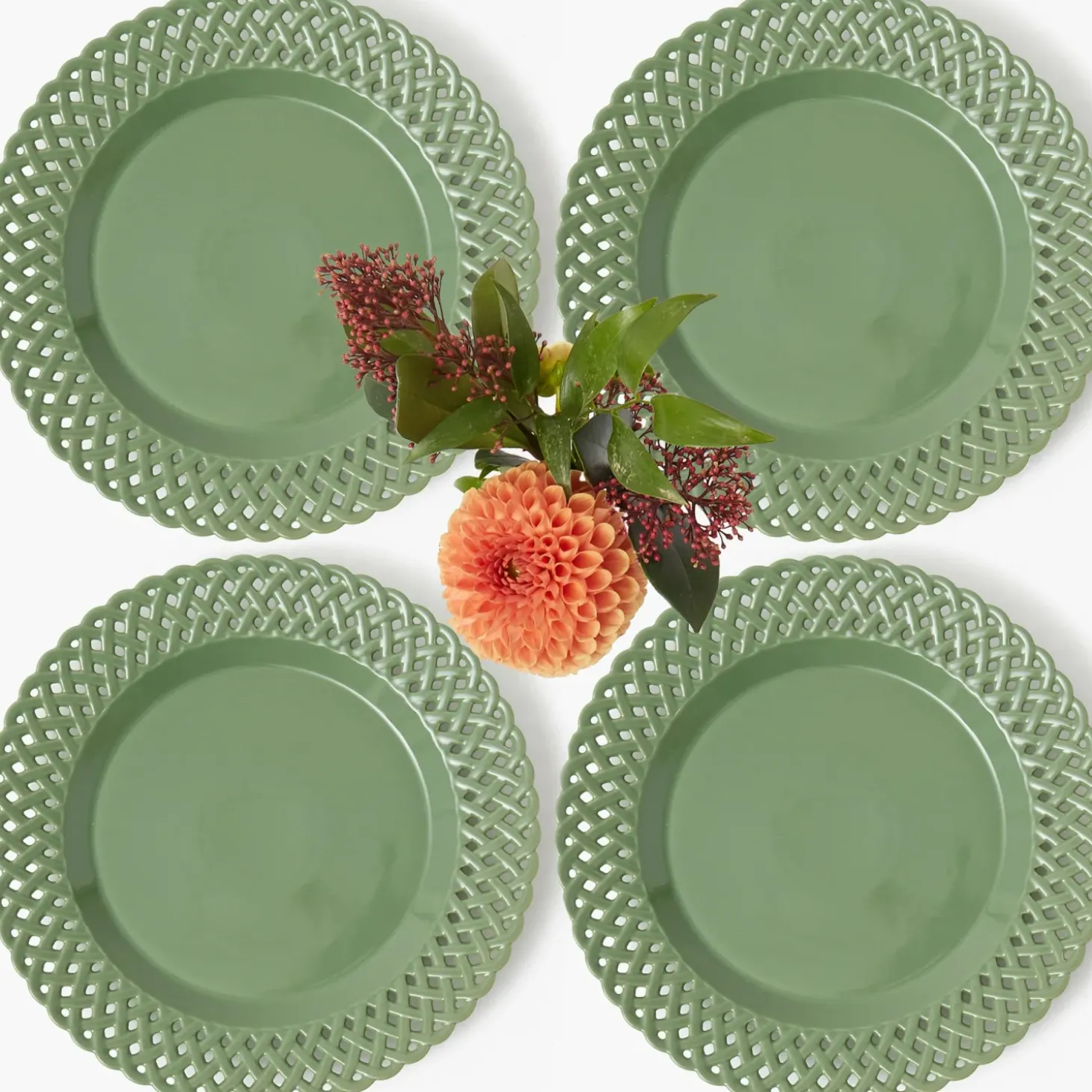 Sage Basketweave Dinner Plates (Set of 4)