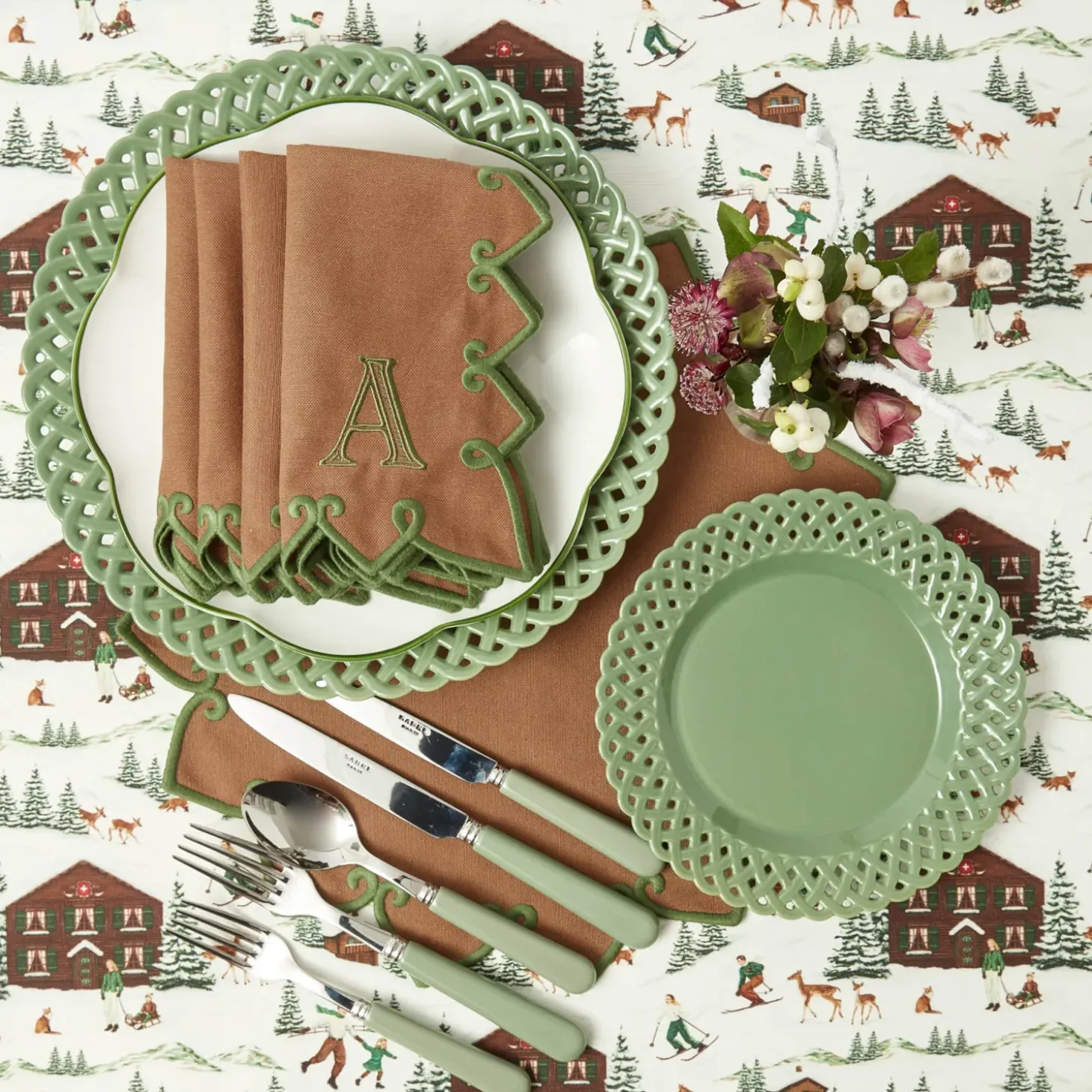 Sage Basketweave Starter Plates (Set of 4)