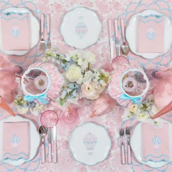Sarah Pink & Blue Hot Air Balloon Embroidered Napkins (Set of 4)