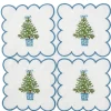 Scalloped Christmas Tree Cocktail Napkins (Set of 4)