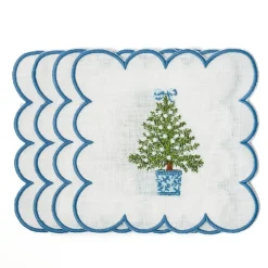 Scalloped Christmas Tree Cocktail Napkins (Set of 4)