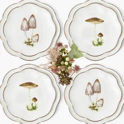 Scalloped Mushroom Dinner & Starter Plates (Set of 8)