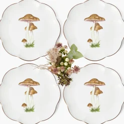Scalloped Mushroom Dinner & Starter Plates (Set of 8)