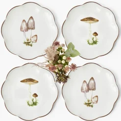 Scalloped Mushroom Dinner & Starter Plates (Set of 8)