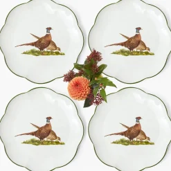 Scalloped Pheasant Dinner Plates (Set of 4)