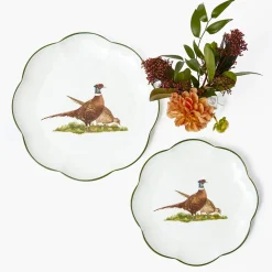 Scalloped Pheasant Dinner Plates (Set of 4)