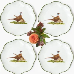 Scalloped Pheasant Starter Plates (Set of 4)