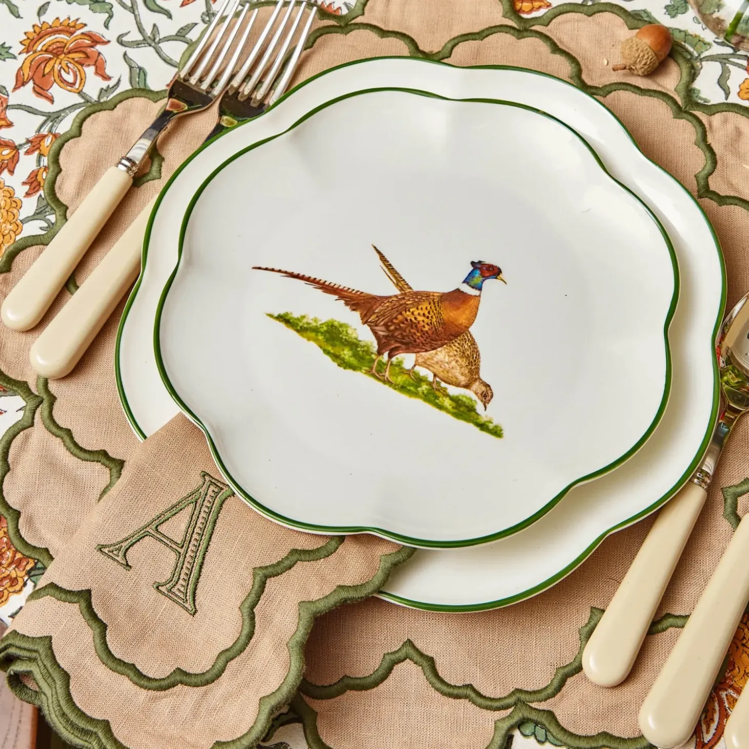Scalloped Pheasant Starter Plates (Set of 4)