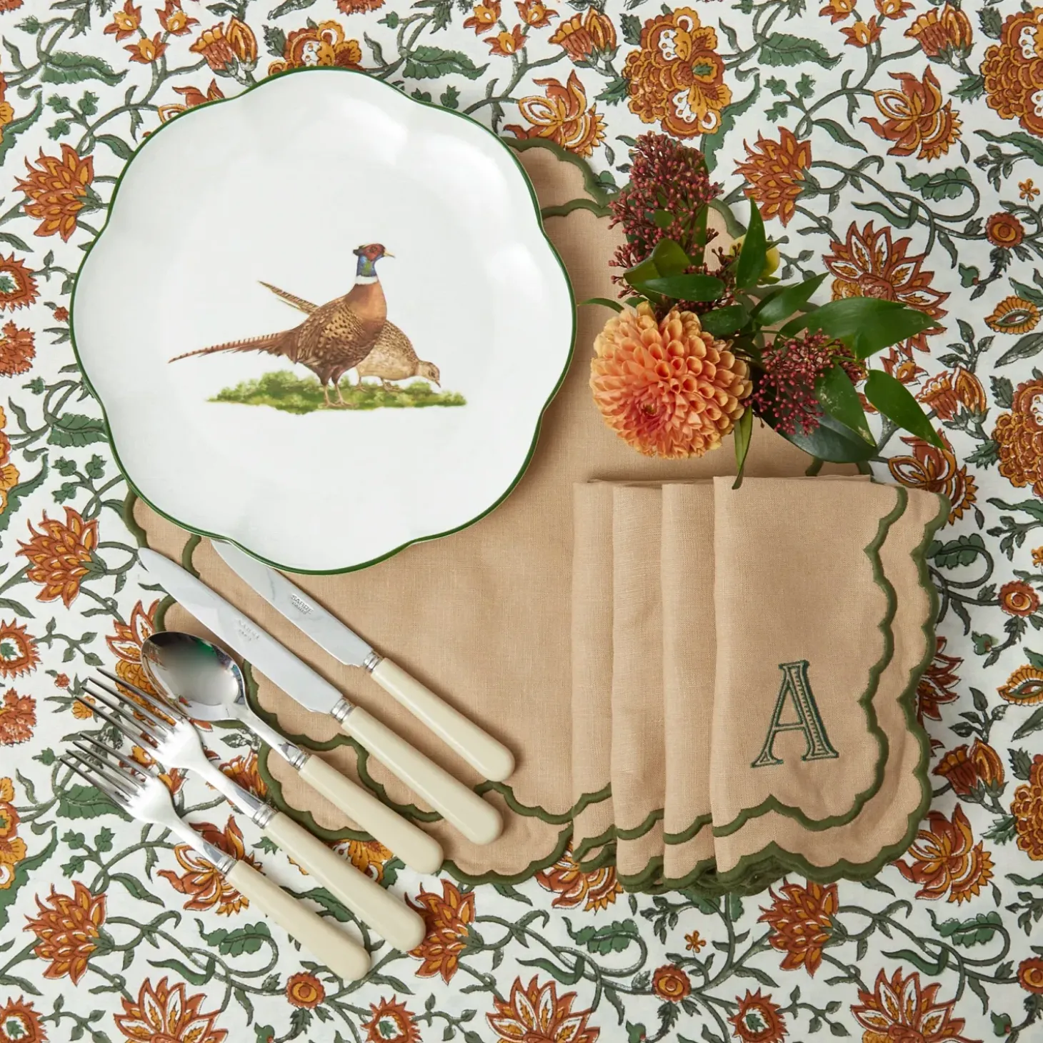 Scalloped Pheasant Starter Plates (Set of 4)