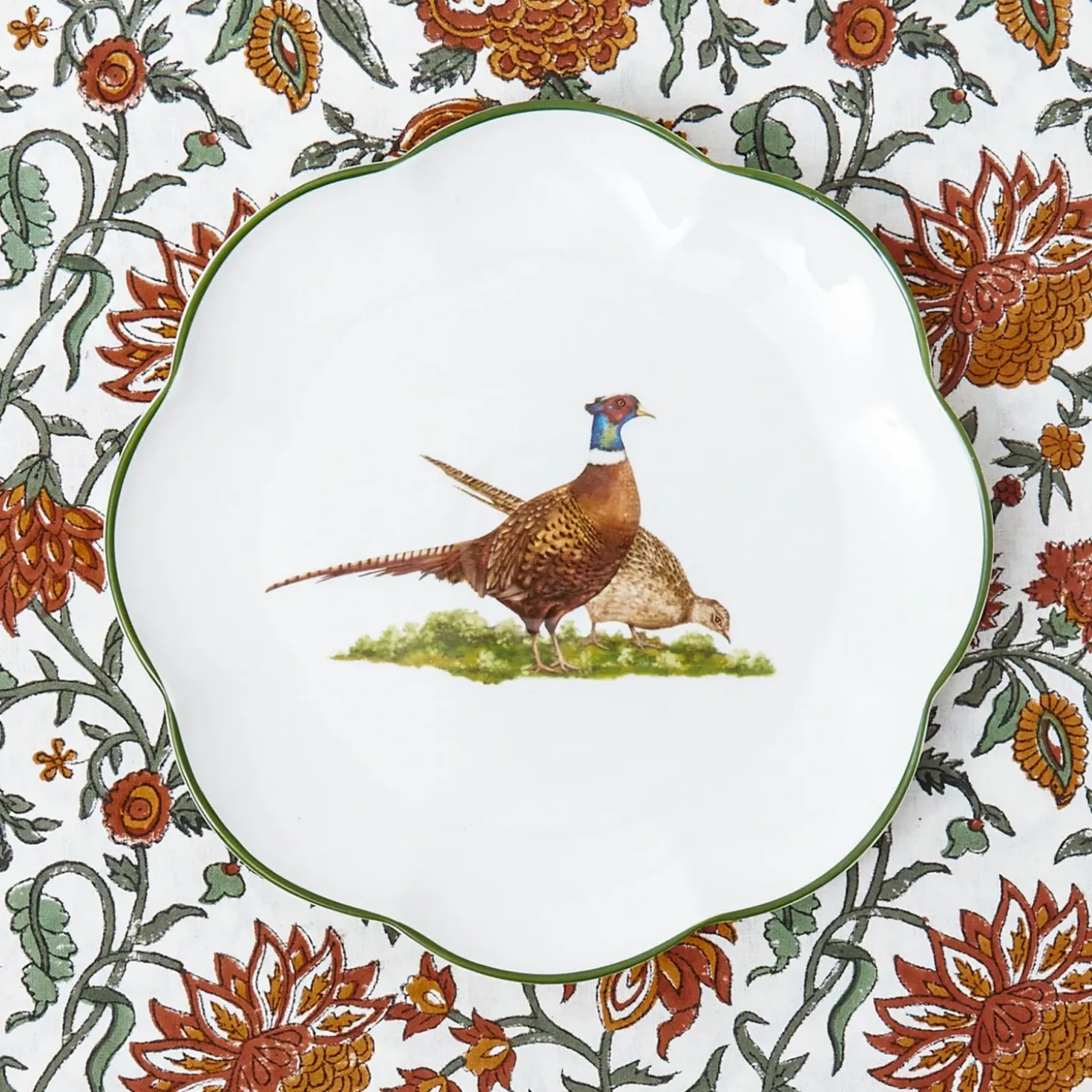 Scalloped Pheasant Starter Plates (Set of 4)