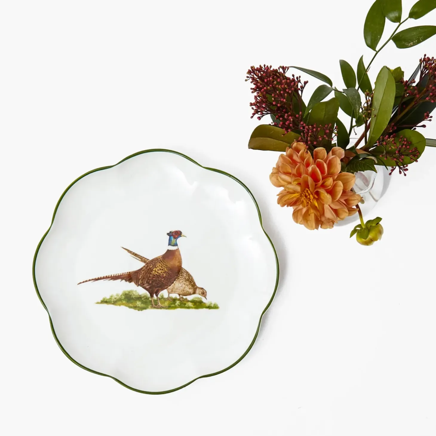 Scalloped Pheasant Starter Plates (Set of 4)