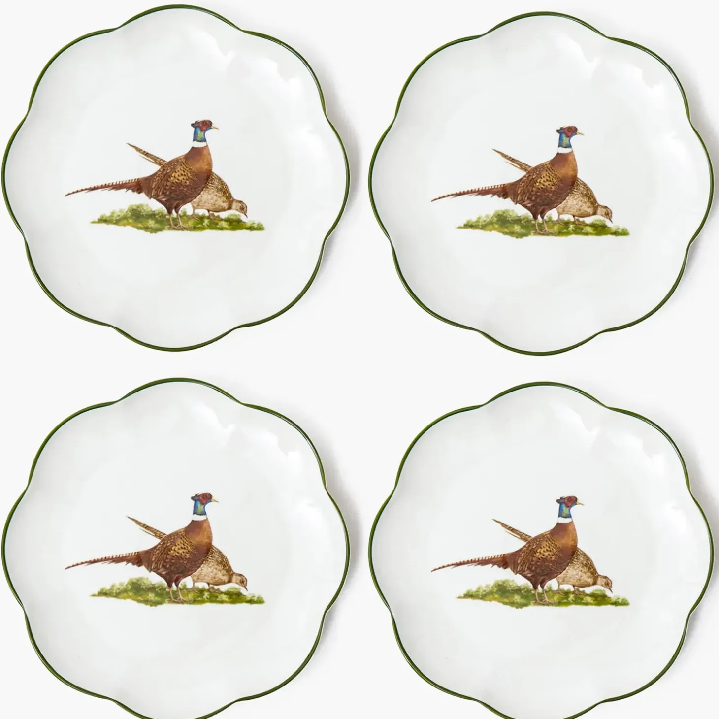 Scalloped Pheasant Starter Plates (Set of 4)
