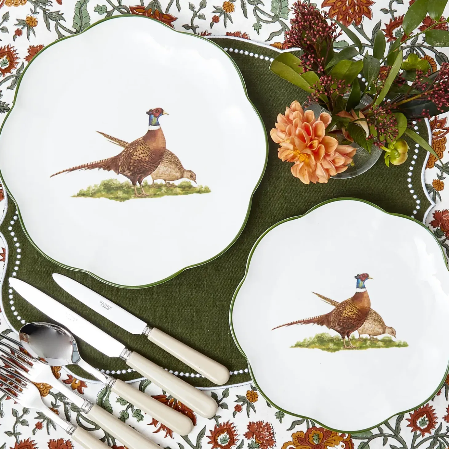 Scalloped Pheasant Starter Plates (Set of 4)