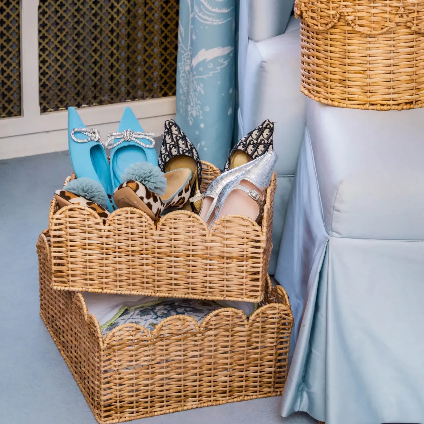 Scalloped Rattan Baskets (Set of 3)