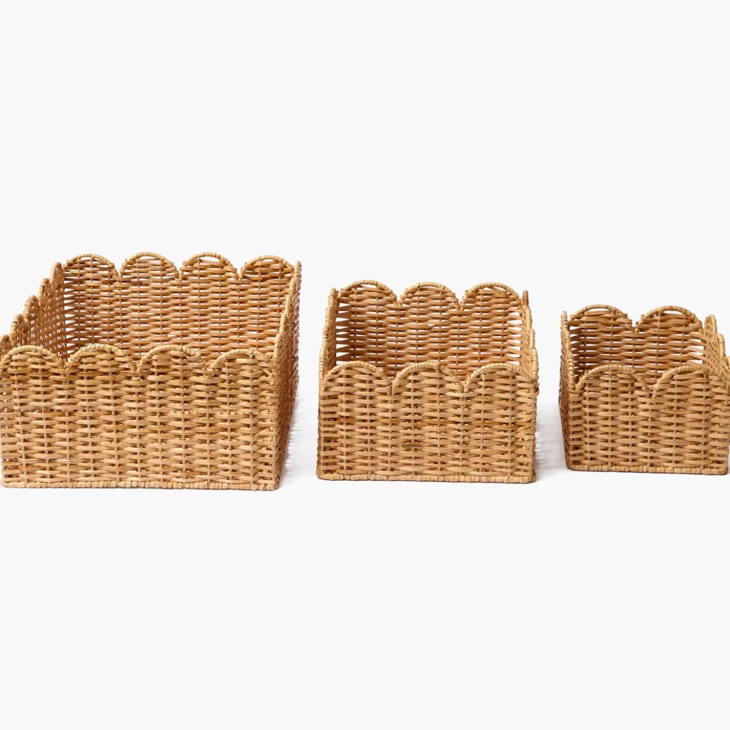 Scalloped Rattan Baskets (Set of 3)