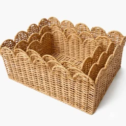 Scalloped Rattan Baskets (Set of 3)