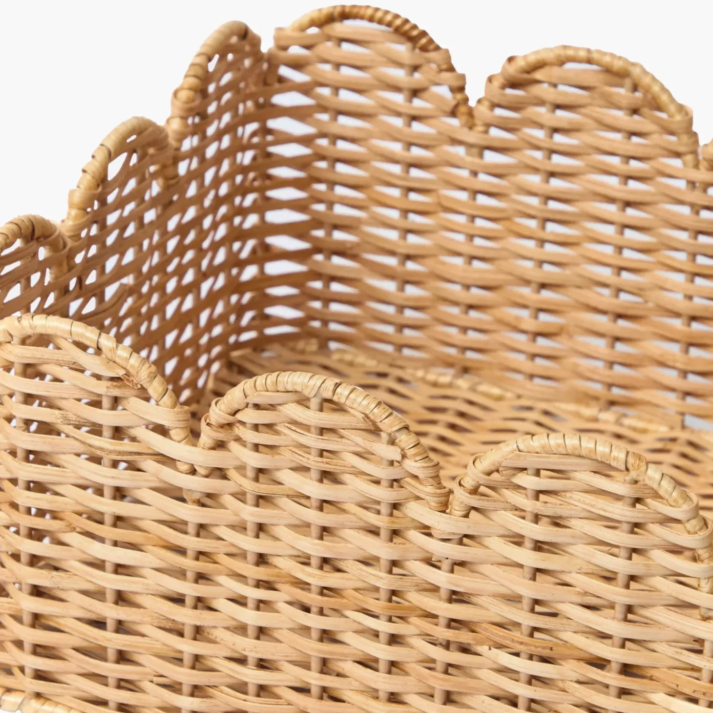 Scalloped Rattan Baskets (Set of 3)