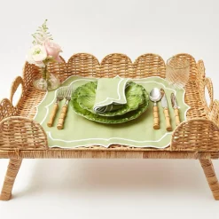 Scalloped Rattan Breakfast Tray