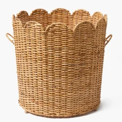 Scalloped Rattan Log Basket