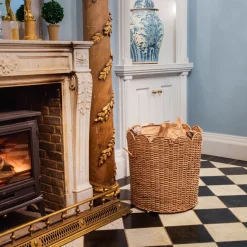 Scalloped Rattan Log Basket