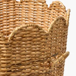 Scalloped Rattan Log Basket