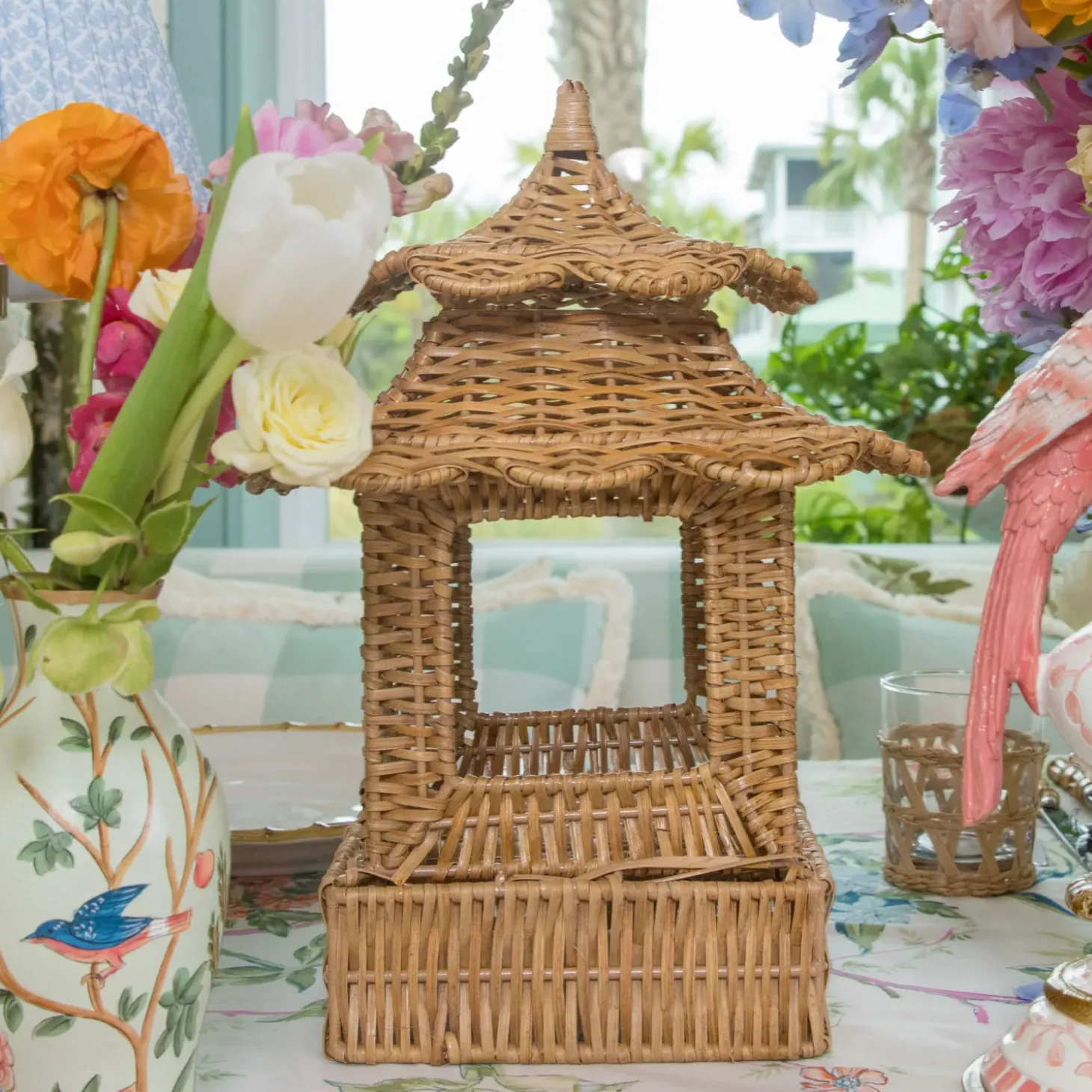 Scalloped Rattan Pagoda Lantern