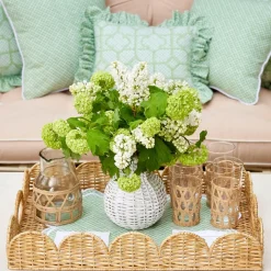 Scalloped Rattan Tray