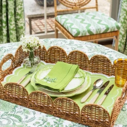 Scalloped Rattan Tray