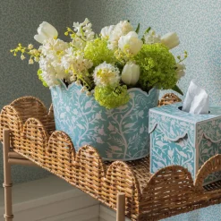 Scalloped Rattan Tray With Stand