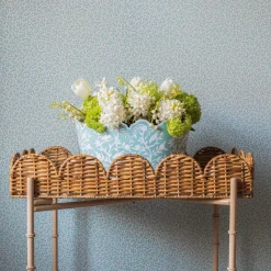 Scalloped Rattan Tray With Stand
