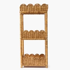 Scalloped Tiered Rattan Side Table