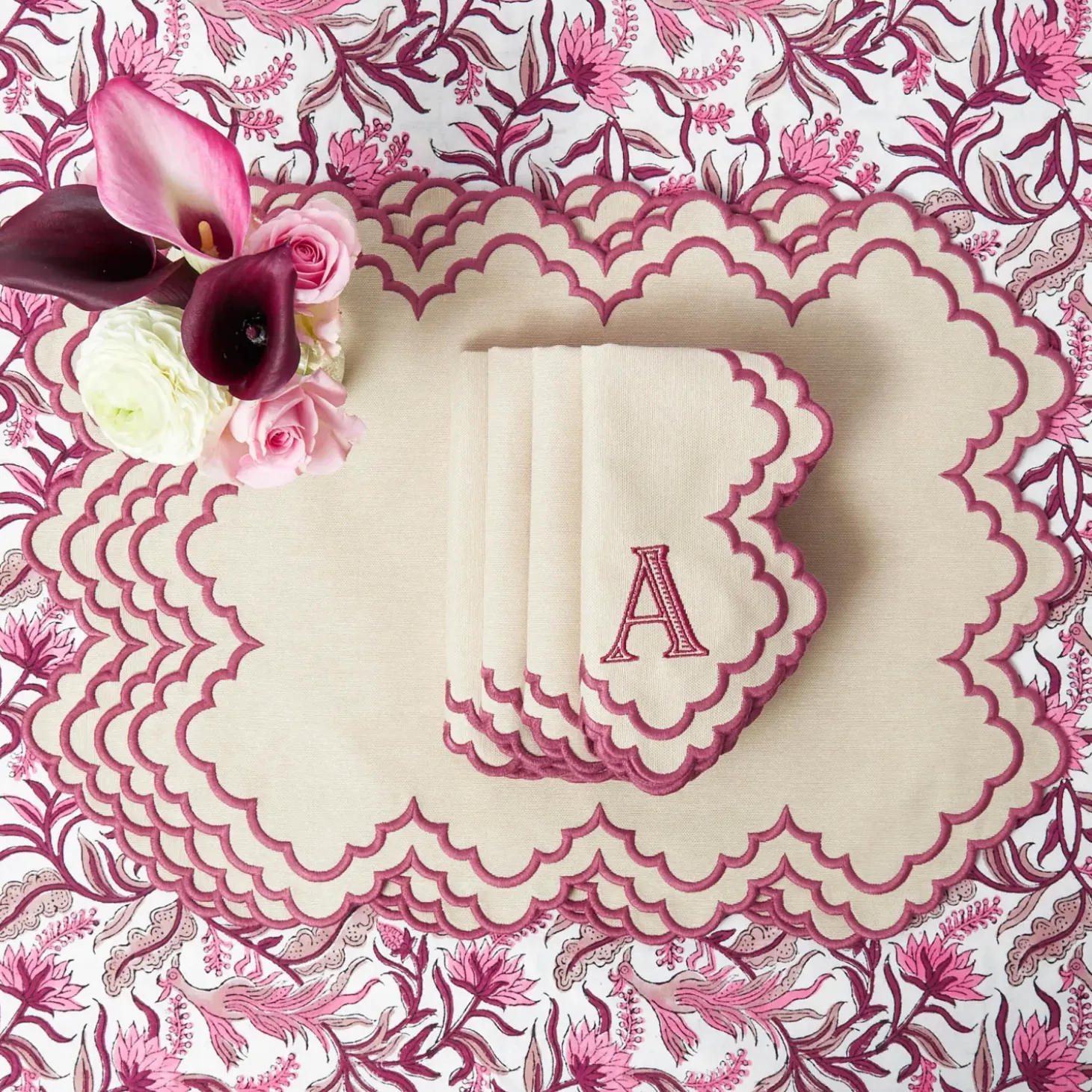 Scarlett Sand Placemats & Napkins (Set of 4)