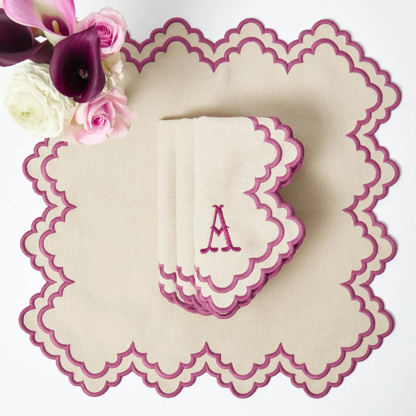 Scarlett Sand Placemats & Napkins (Set of 4)