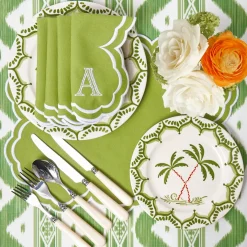 Serena Apple Green Scalloped Napkins (Set of 4)