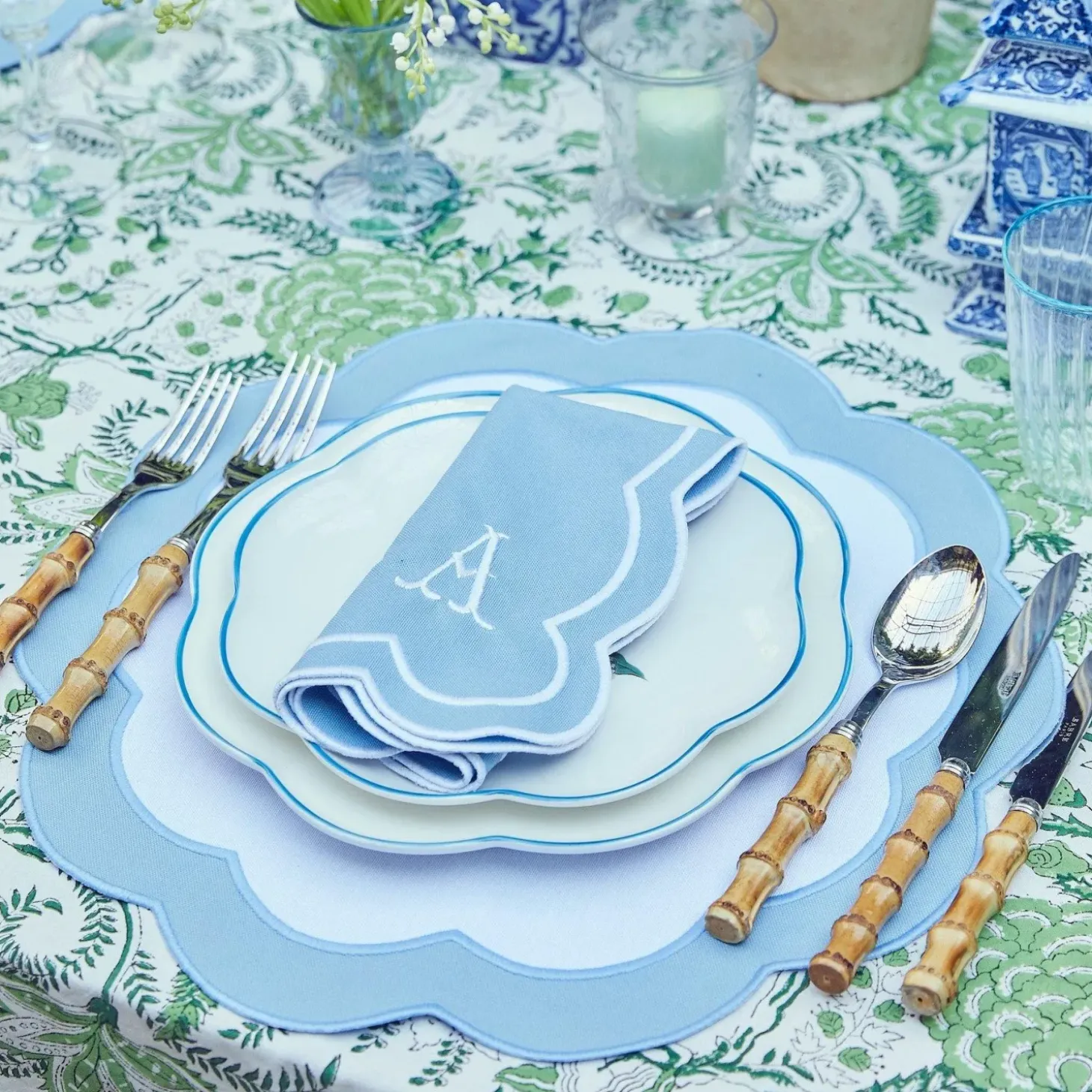 Serena Appliqué Blue Napkins (Set of 4)